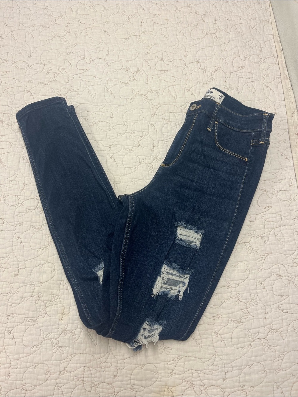 Hollister Dark Blue Distressed Skinny Jeans - Women